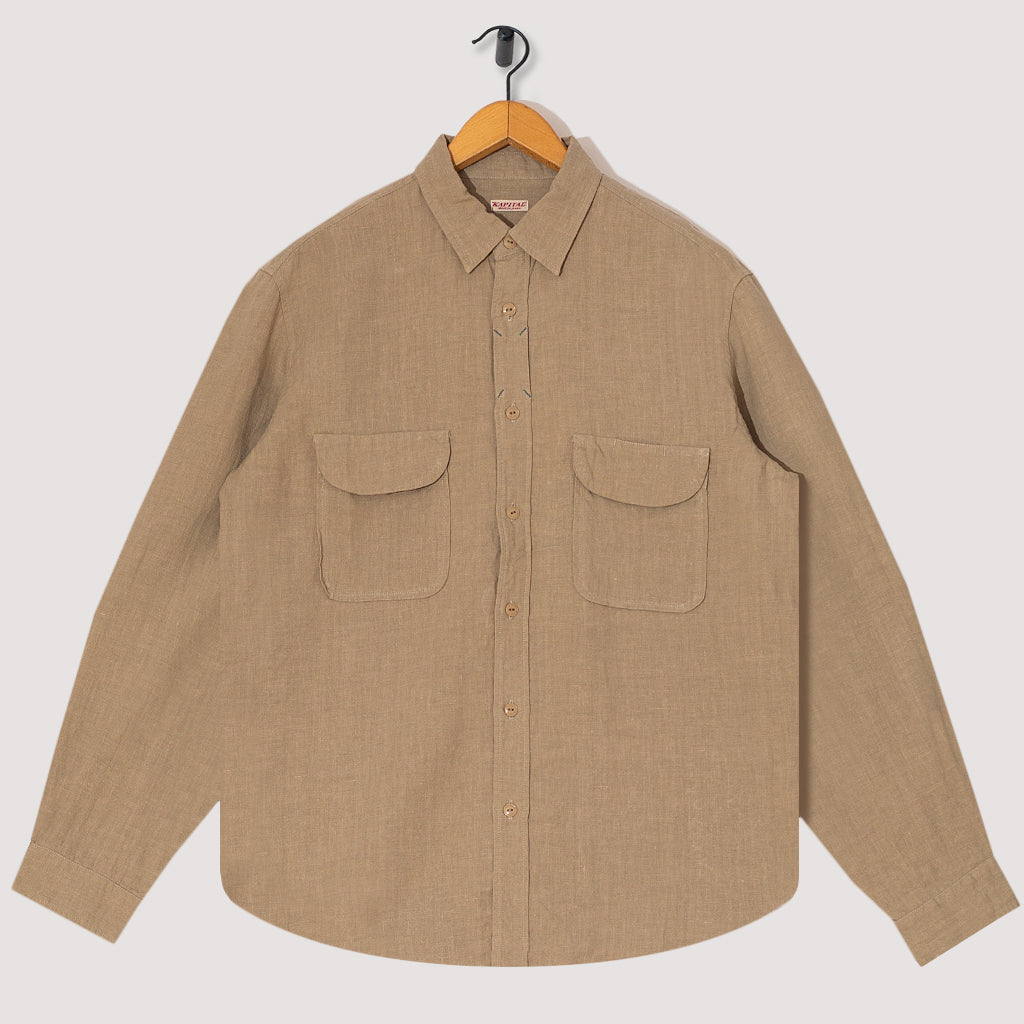 Linen Clip Shirt - Beige