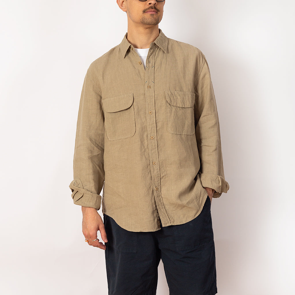 Linen Clip Shirt - Beige