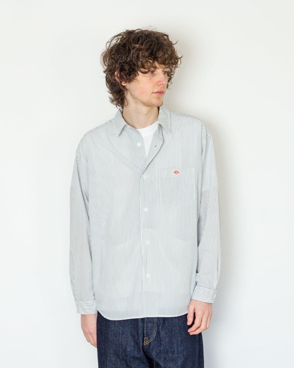 Work Shirt - White/Navy Blue Stripe