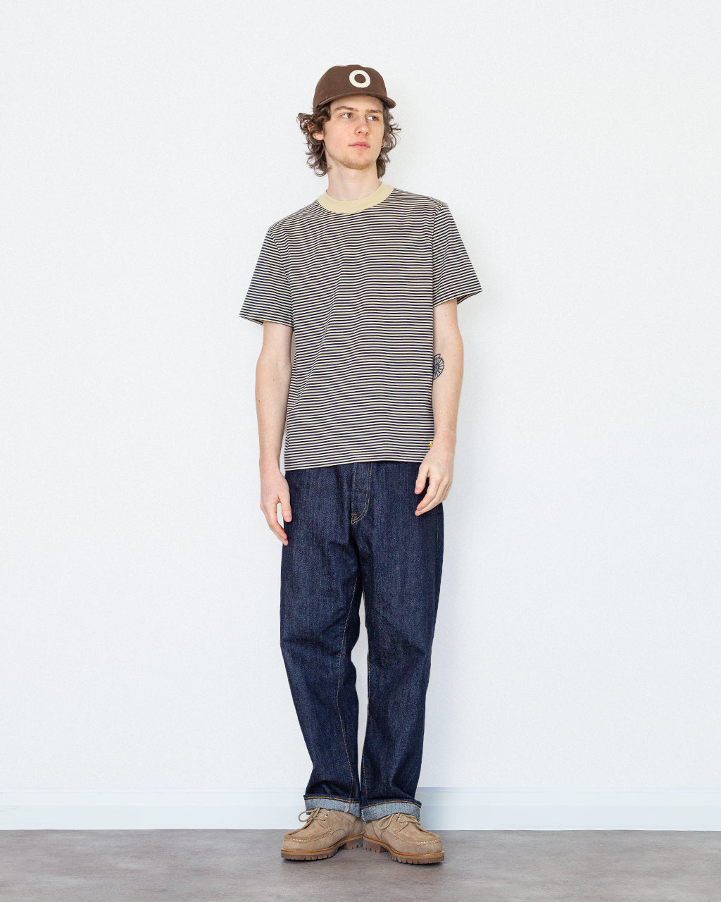 Heritage Stripe T-Shirt - Gravel/Marine Deep