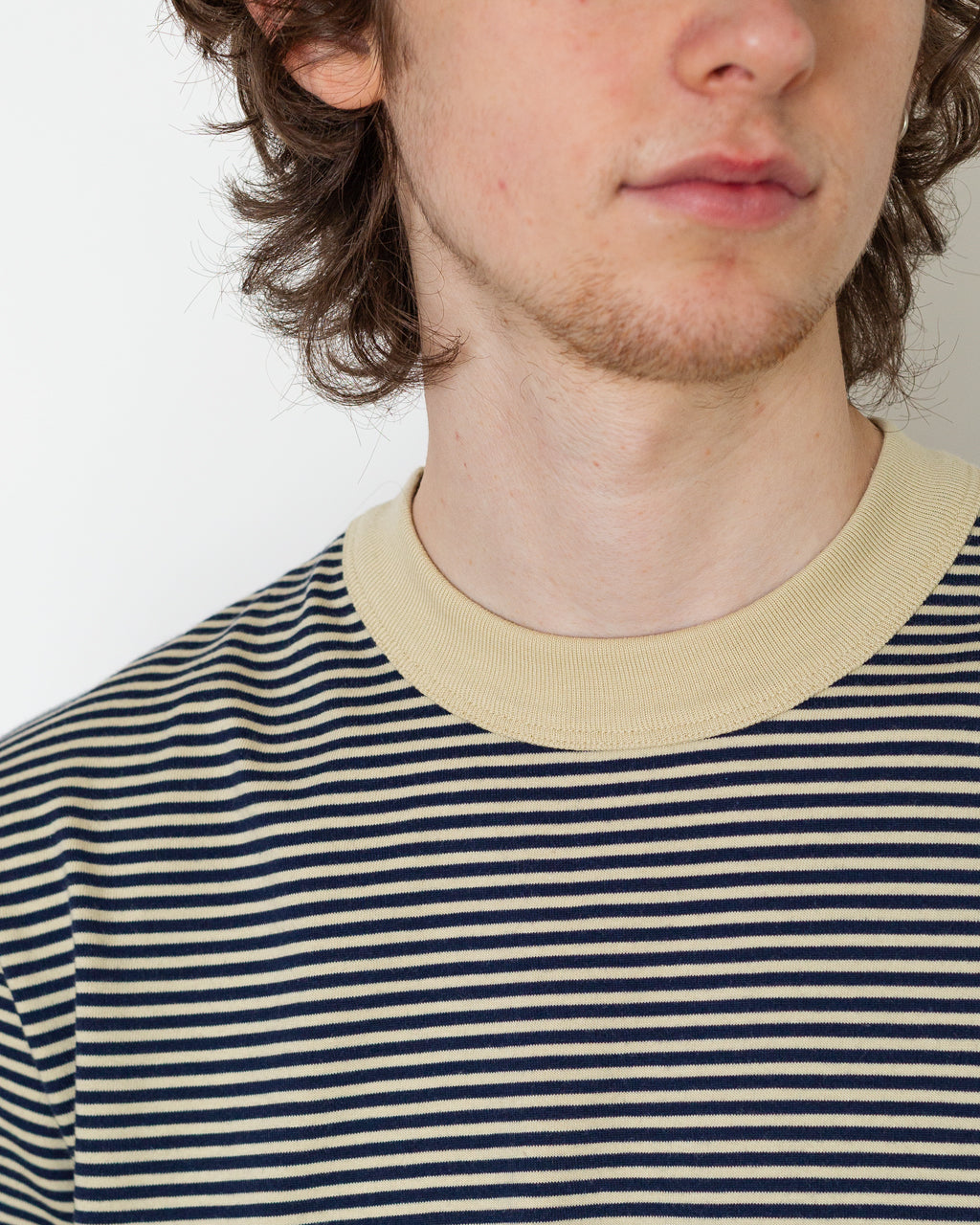 Heritage Stripe T-Shirt - Gravel/Marine Deep