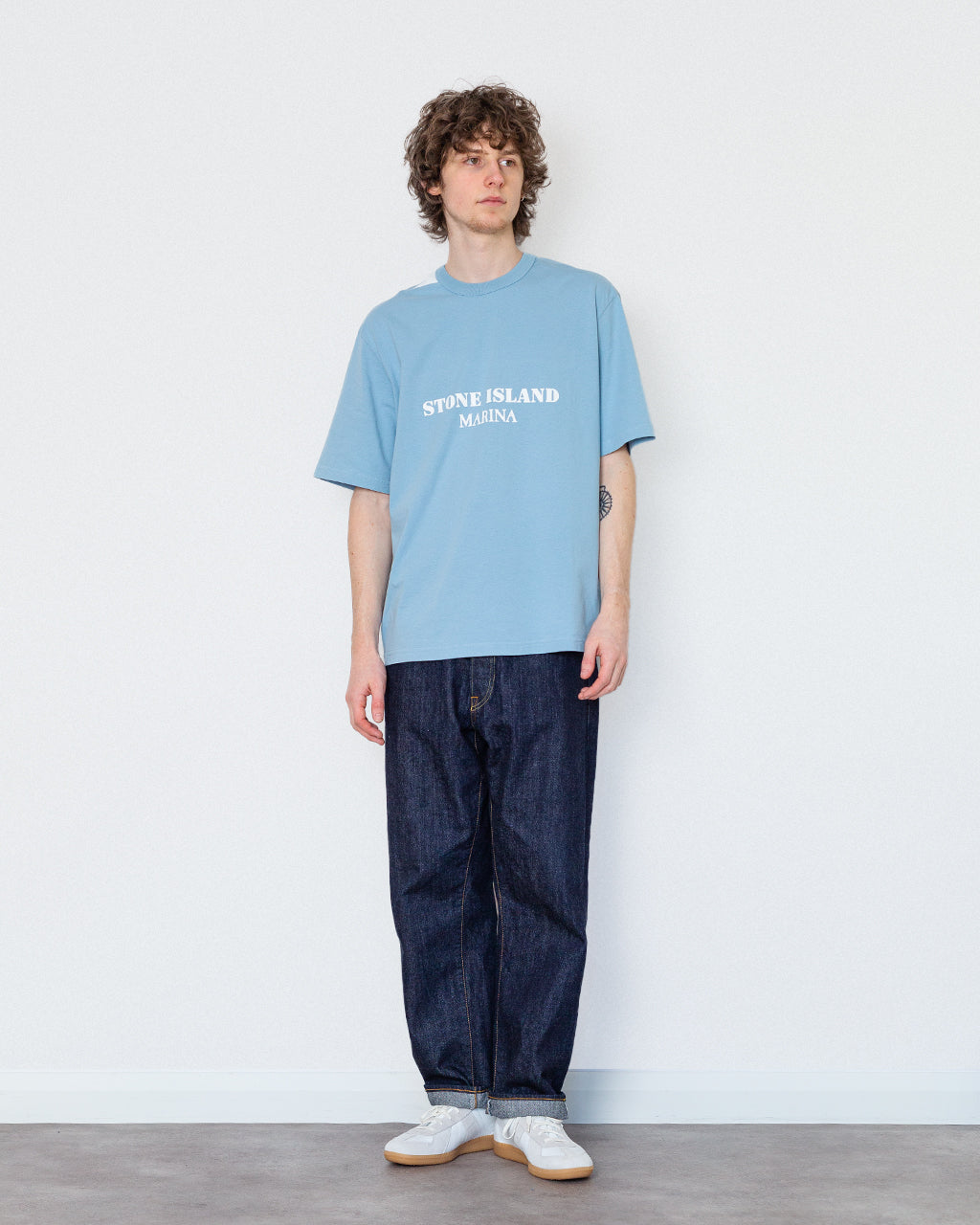 Stencil T-Shirt - V004A Dust Blue | Stone Island Marina | Peggs & son.