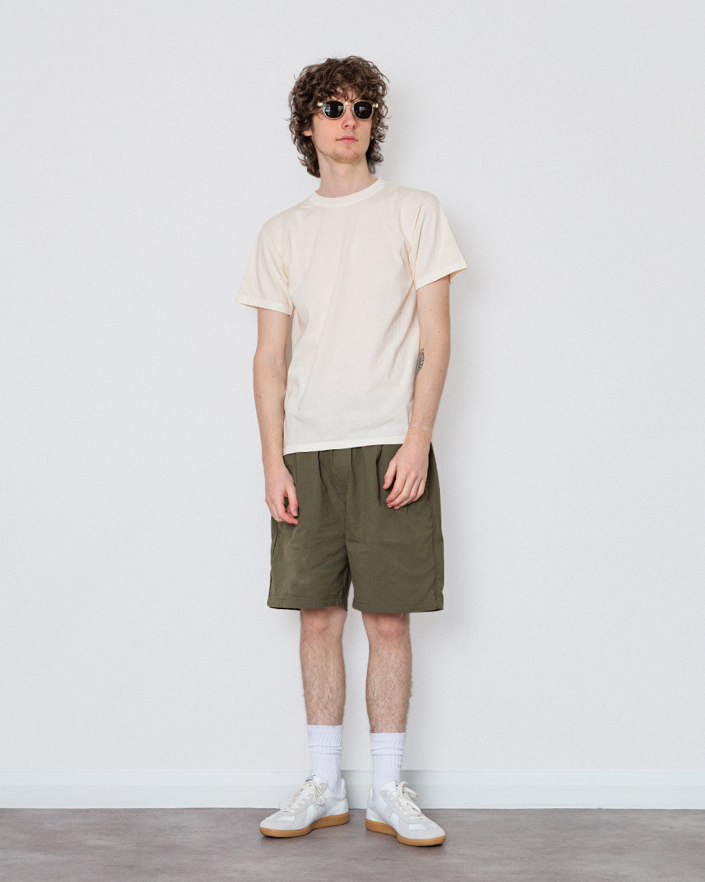 Relaxed Assembly Short - Dark Olive Seersucker