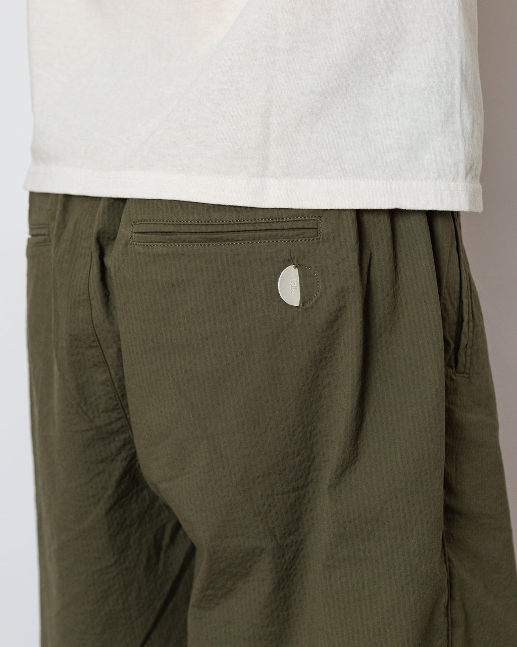 Relaxed Assembly Short - Dark Olive Seersucker