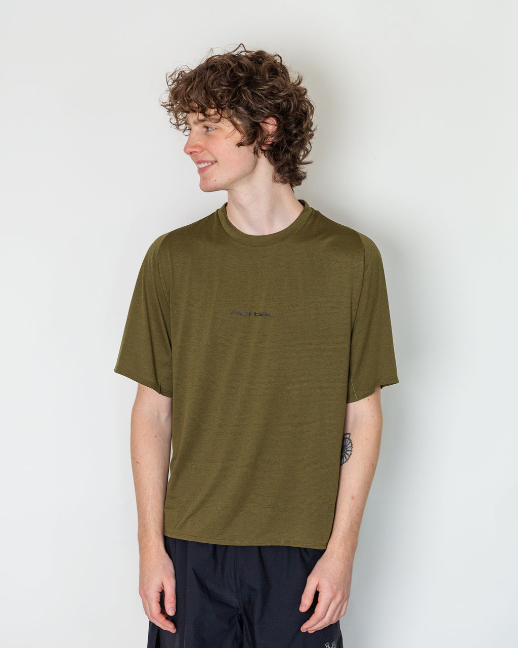 Lateral Peak S/S T-Shirt - Dark Olive Wordmark
