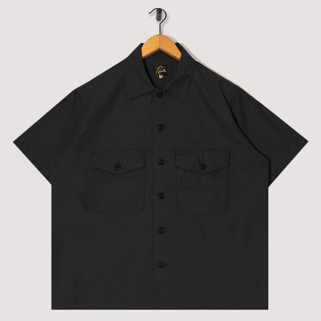 Back Sateen Fatigue Shirt - Black
