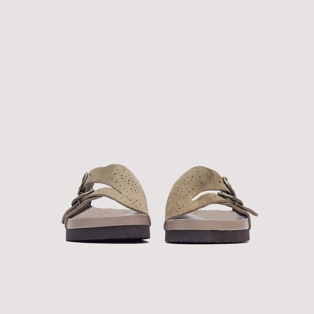 Double Strap Sandal - Taupe Suede