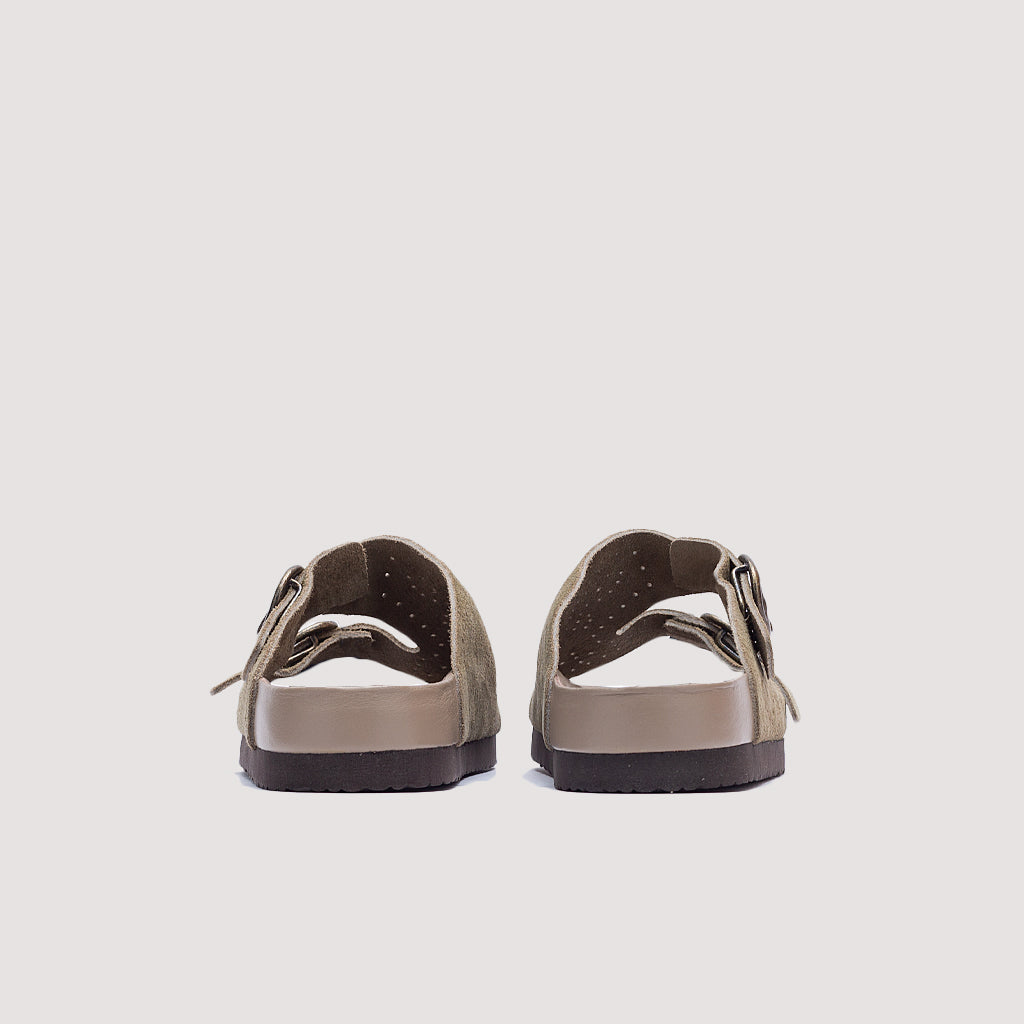 Double Strap Sandal - Taupe Suede