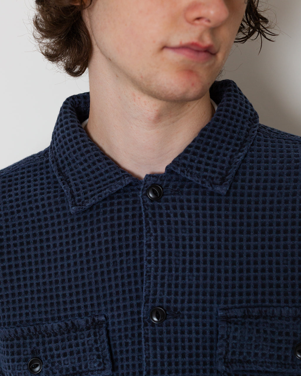 Waffle Button Front Shirt - Ink
