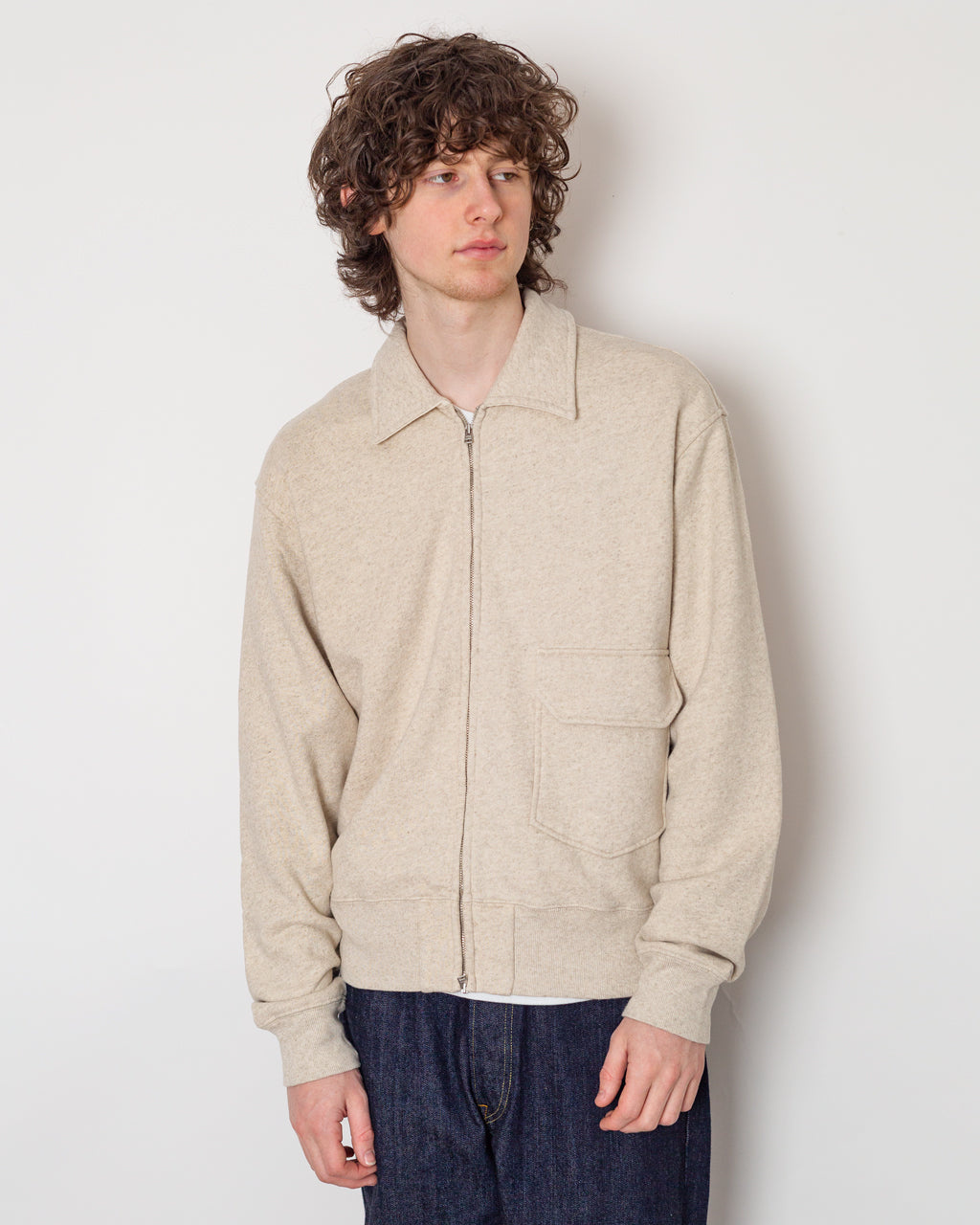 Fynshav Cotton Linen Loopback Jacket - Natural