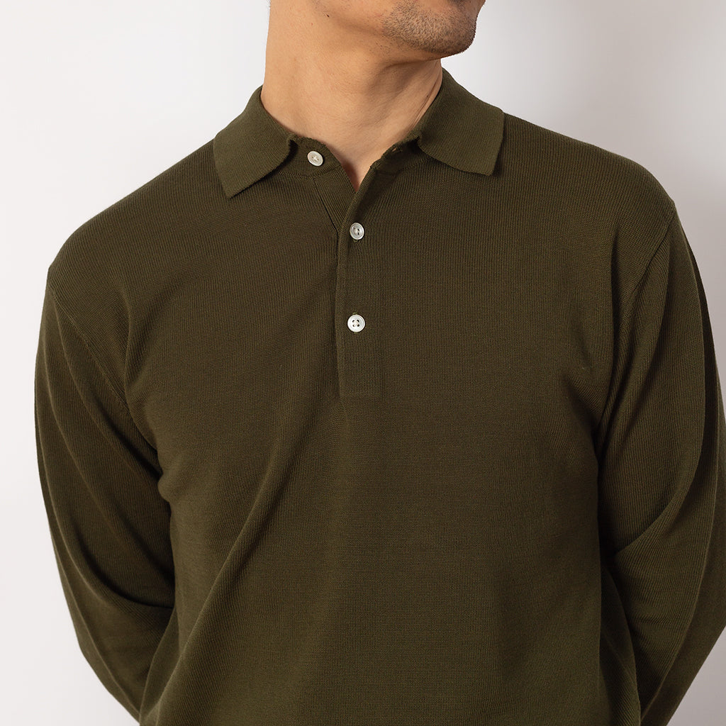 Knit Polo 12G - Olive
