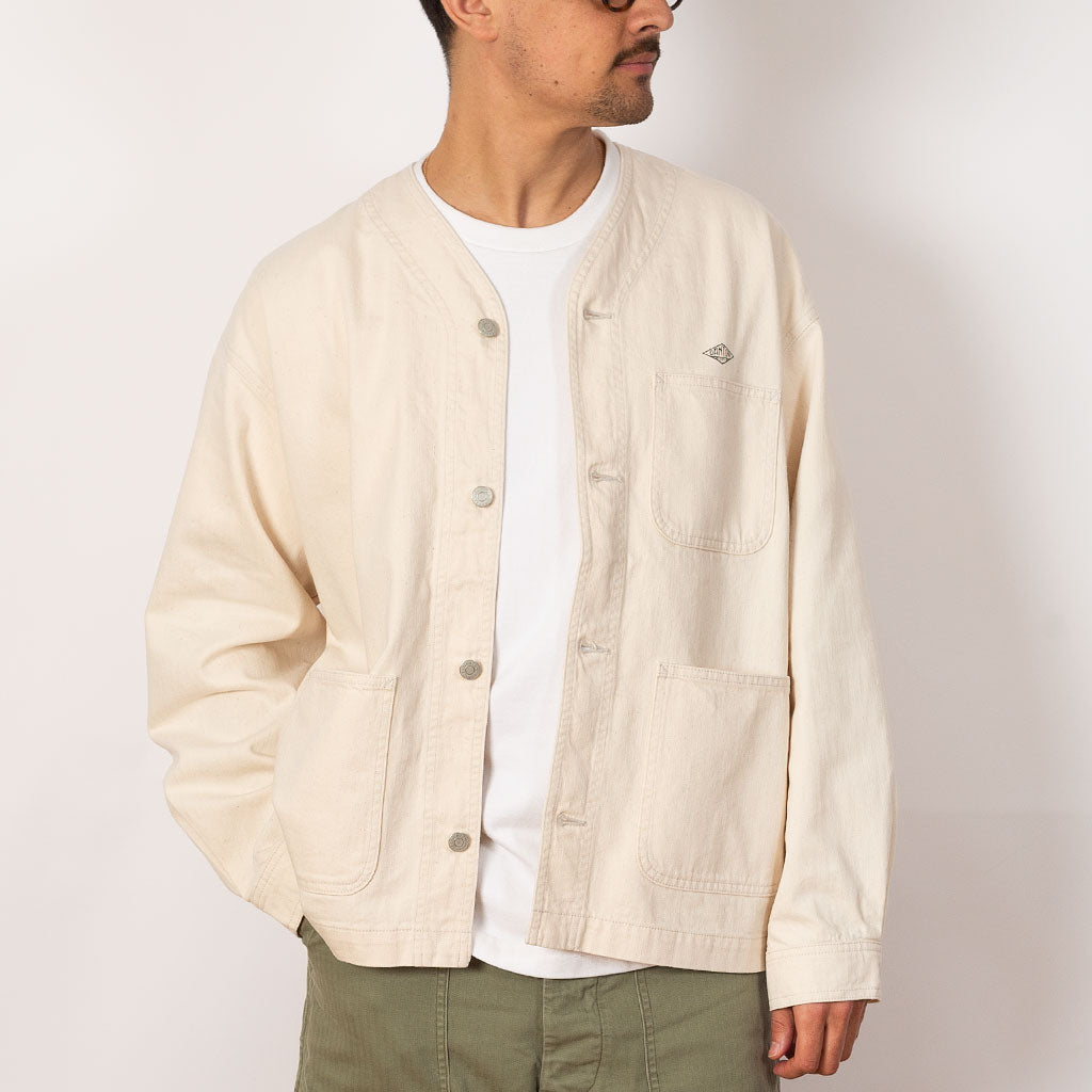 Collarless Jacket - Ecru