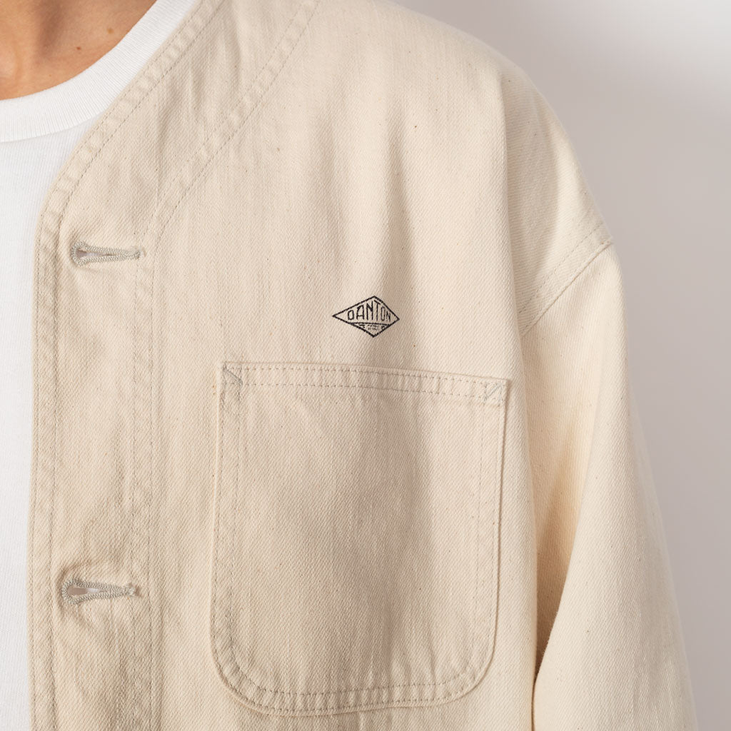 Collarless Jacket - Ecru