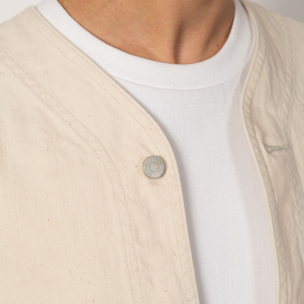 Collarless Jacket - Ecru