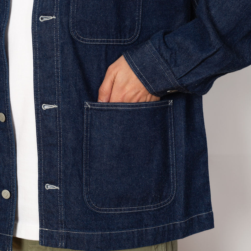 Collarless Jacket - Indigo
