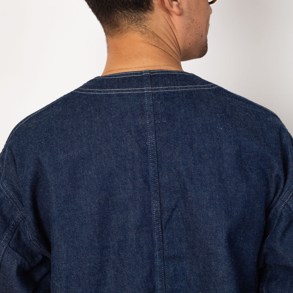 Collarless Jacket - Indigo