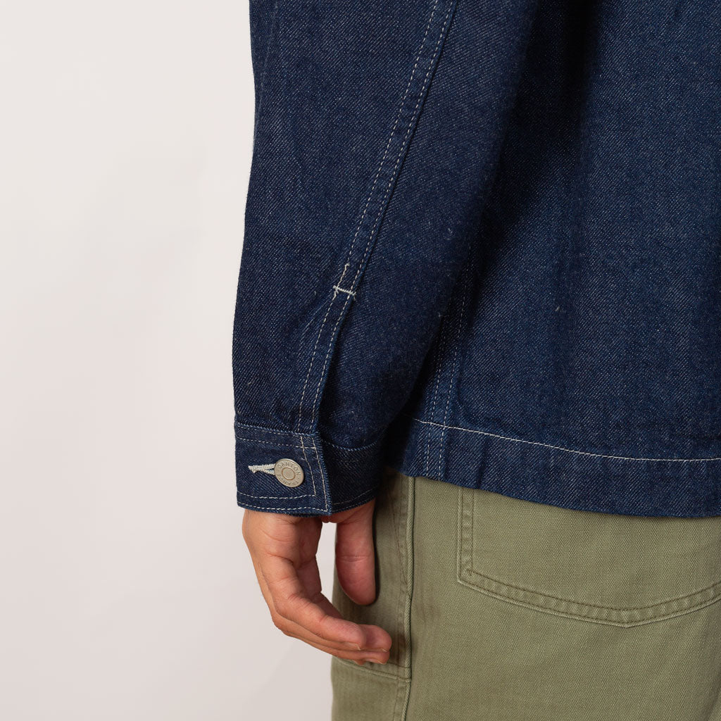 Collarless Jacket - Indigo
