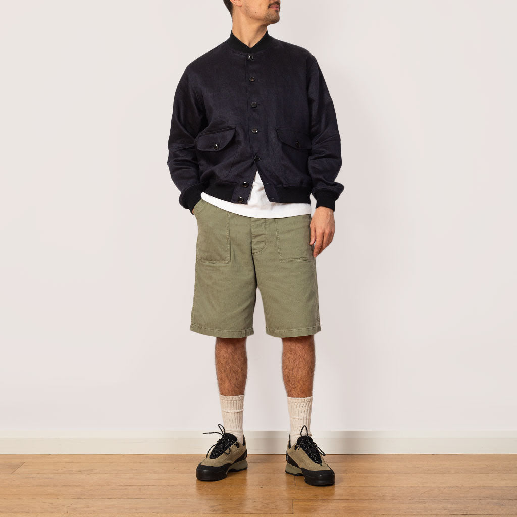 Linen Flight Jacket - Navy