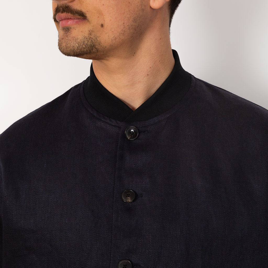 Linen Flight Jacket - Navy