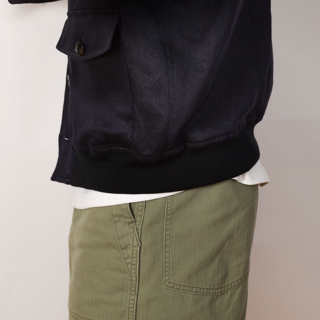 Linen Flight Jacket - Navy