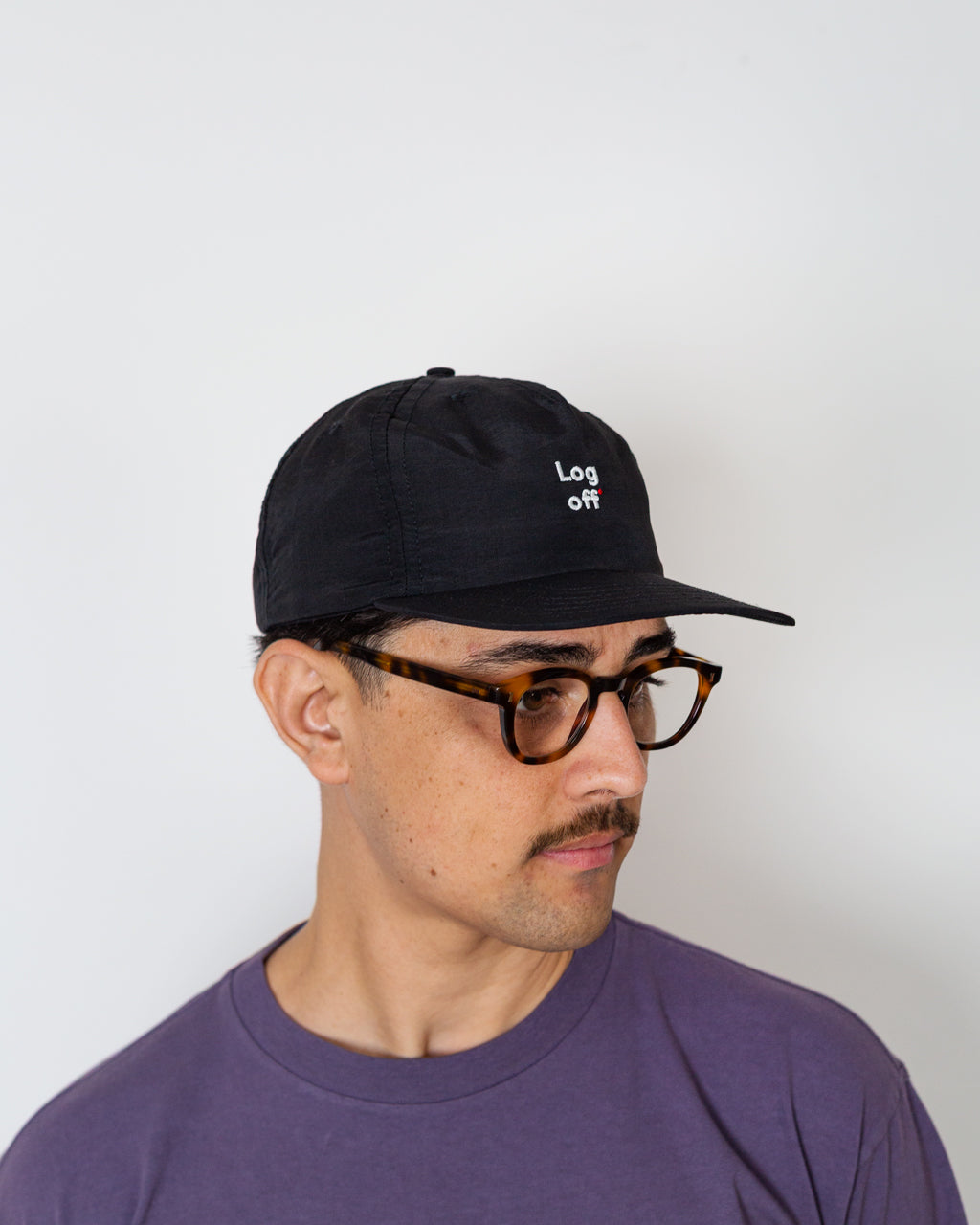 5 Panel Nylon Hat - Log Off Black