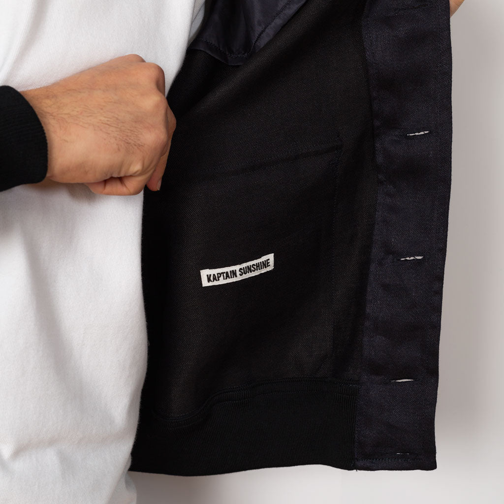 Linen Flight Jacket - Navy
