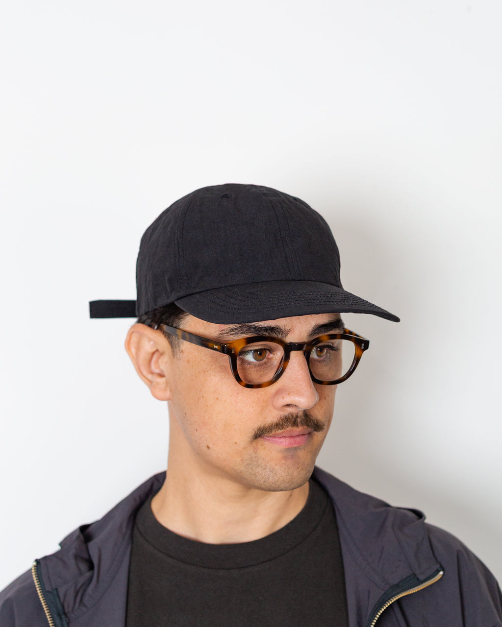 6 Panel Strap Back Cap - Black