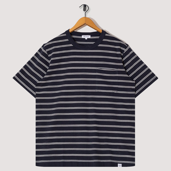 Holger Sailor Stripe Pocket Tee - Dark Navy | Norse Projects