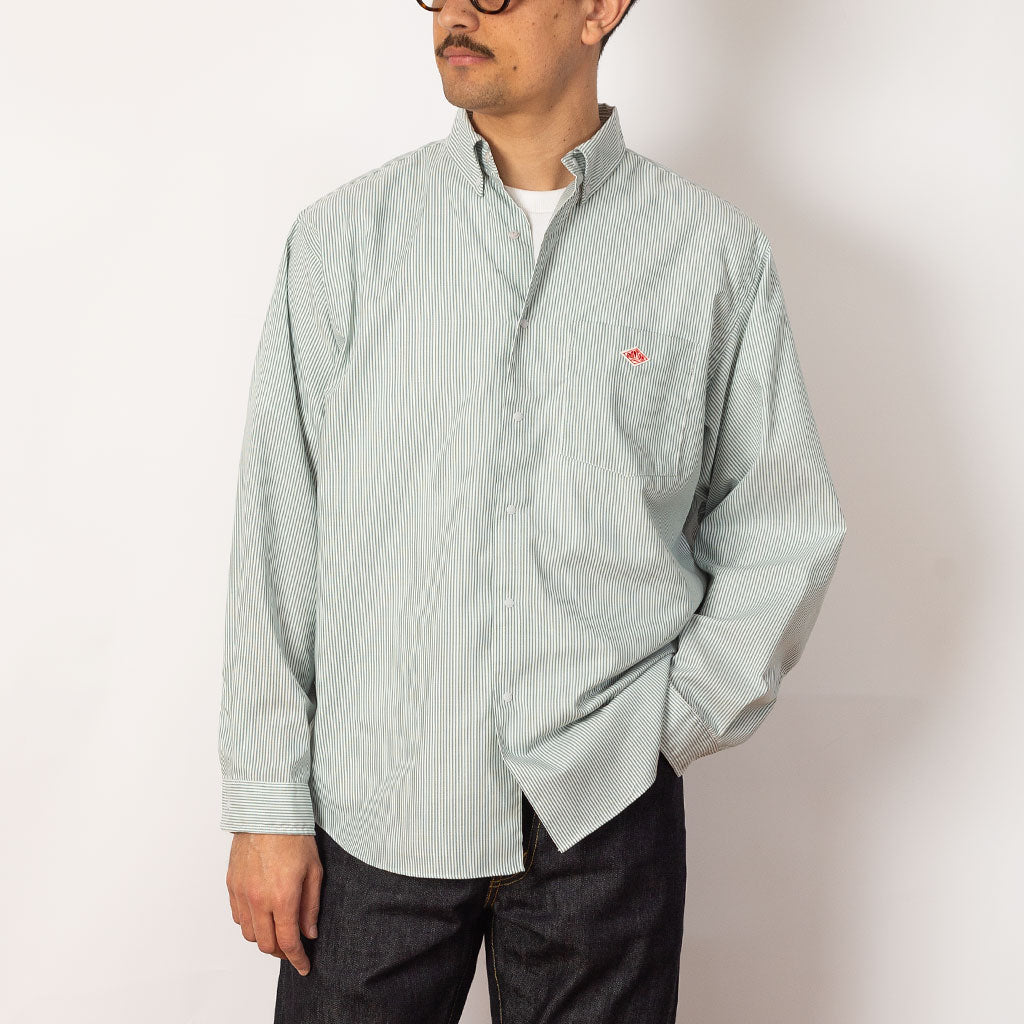 B.D. L/S Shirt - Green/White stripe