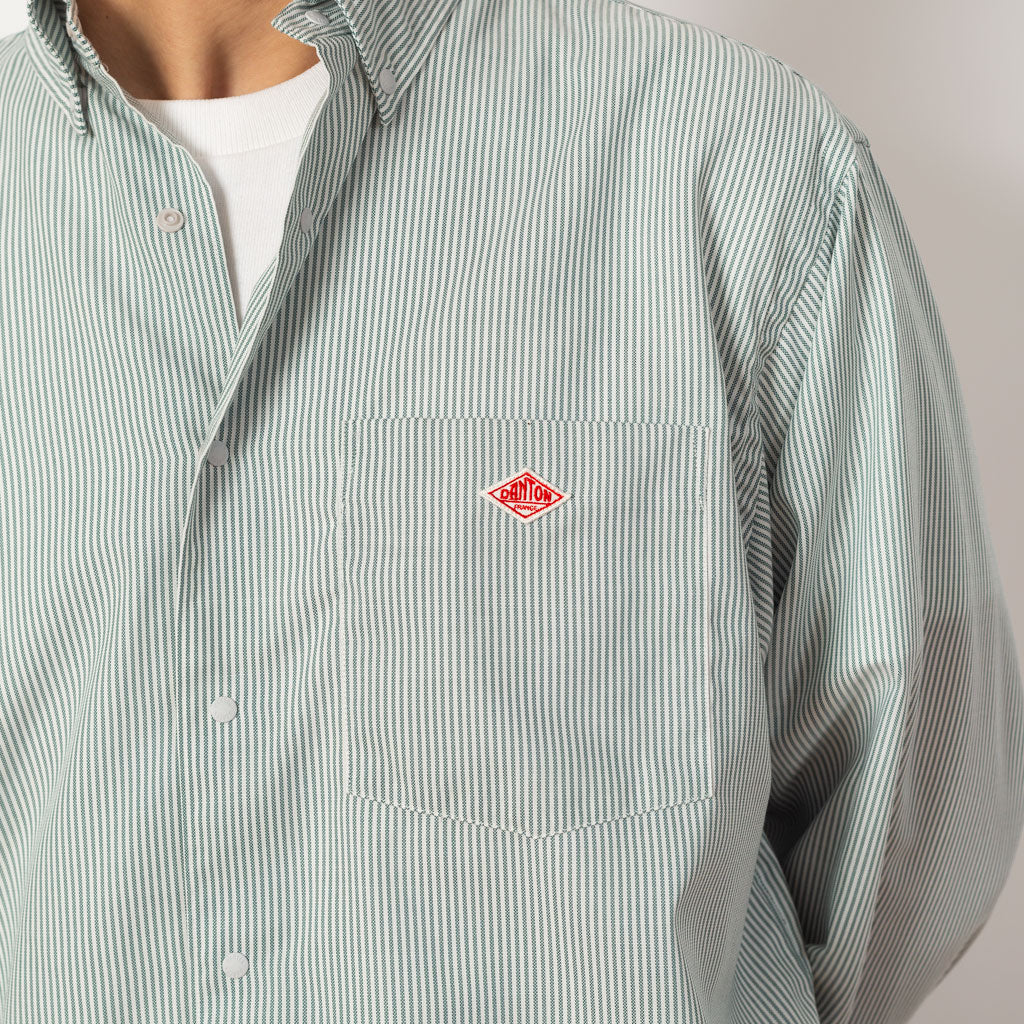 B.D. L/S Shirt - Green/White stripe