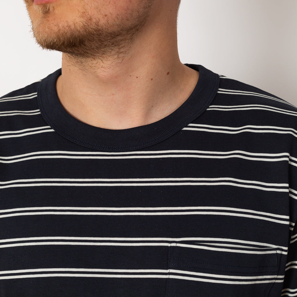 Holger Organic Sailor Stripe Pocket Tee - Dark Navy
