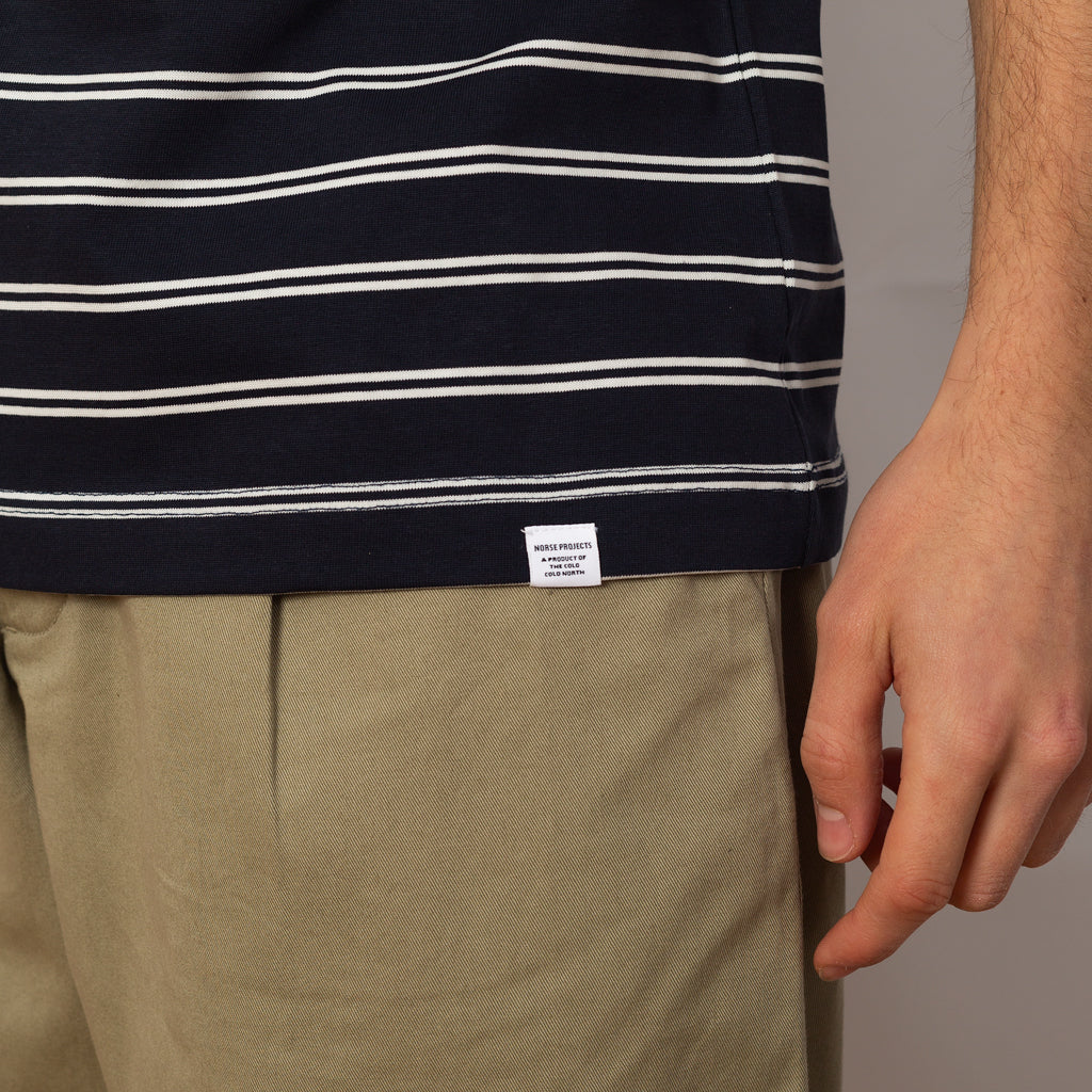 Holger Organic Sailor Stripe Pocket Tee - Dark Navy