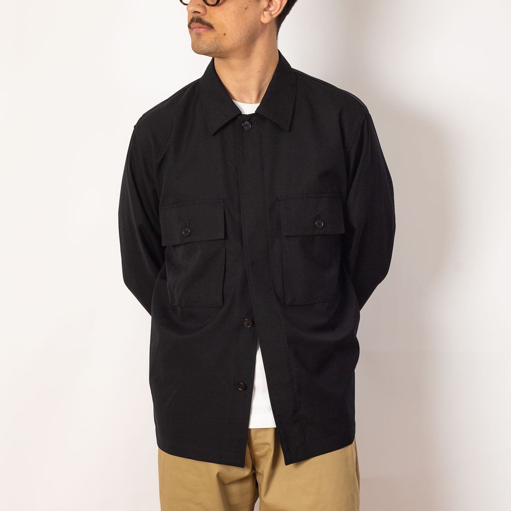Herringbone Overshirt - Black
