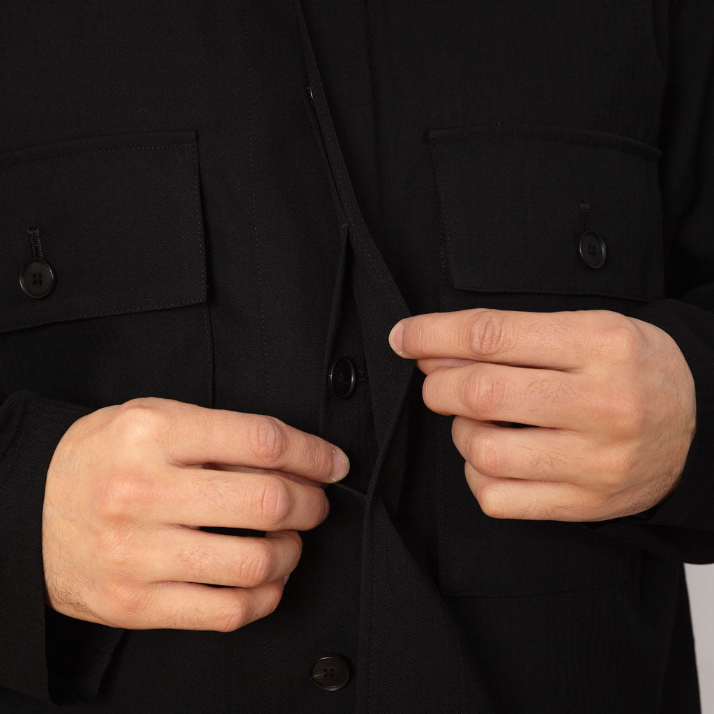 Herringbone Overshirt - Black