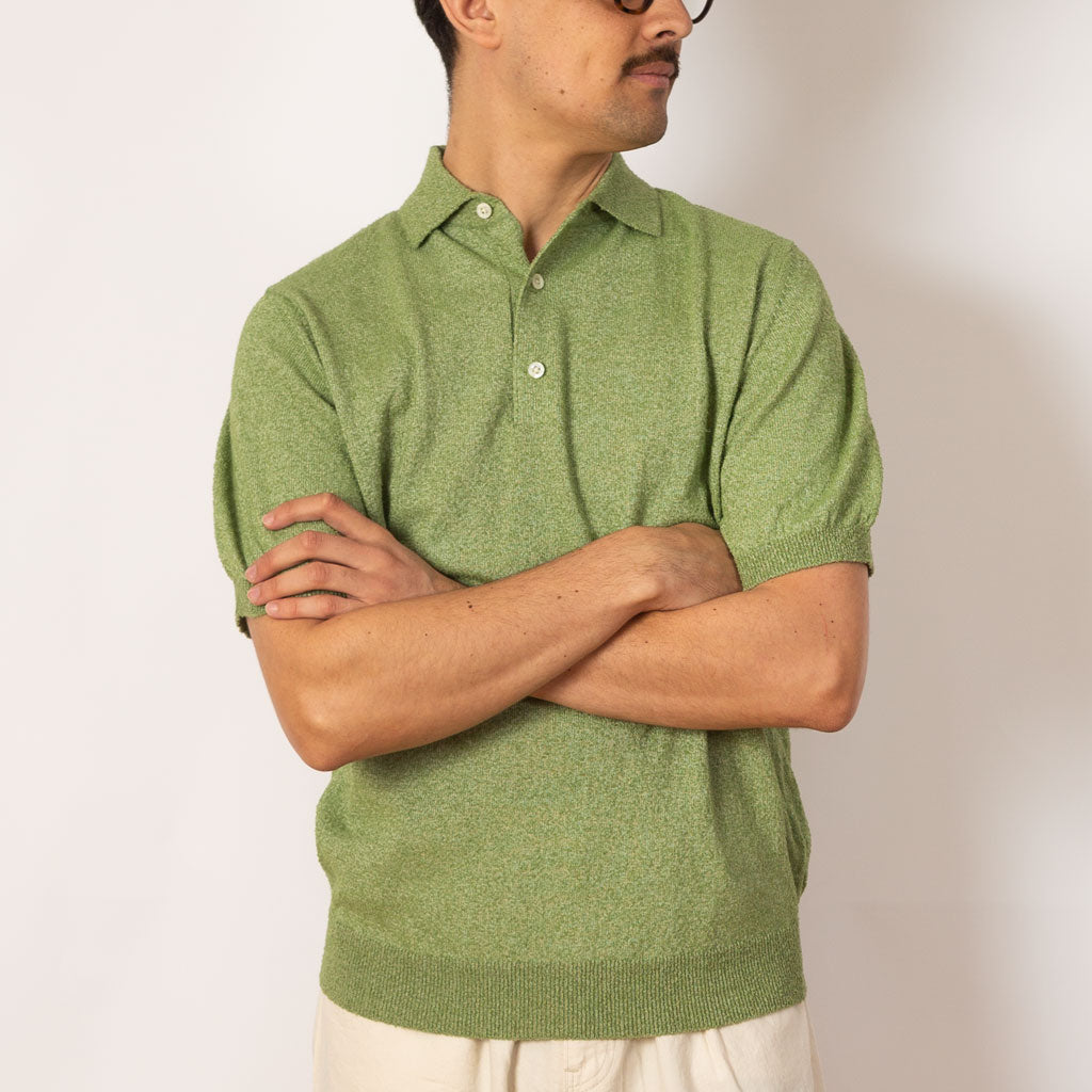 Knit Boucle Polo - Olive