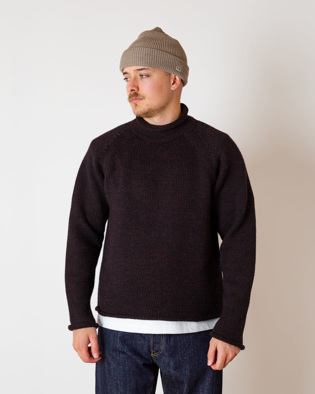 Roll Neck Knit - Red Black
