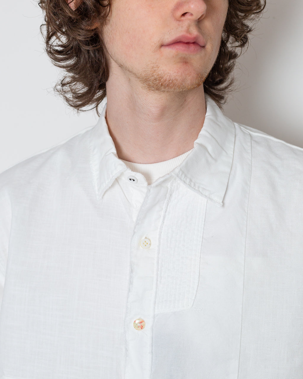 Cotton x Linen Patchwork KATMANDU Shirt 23' - White | Kapital