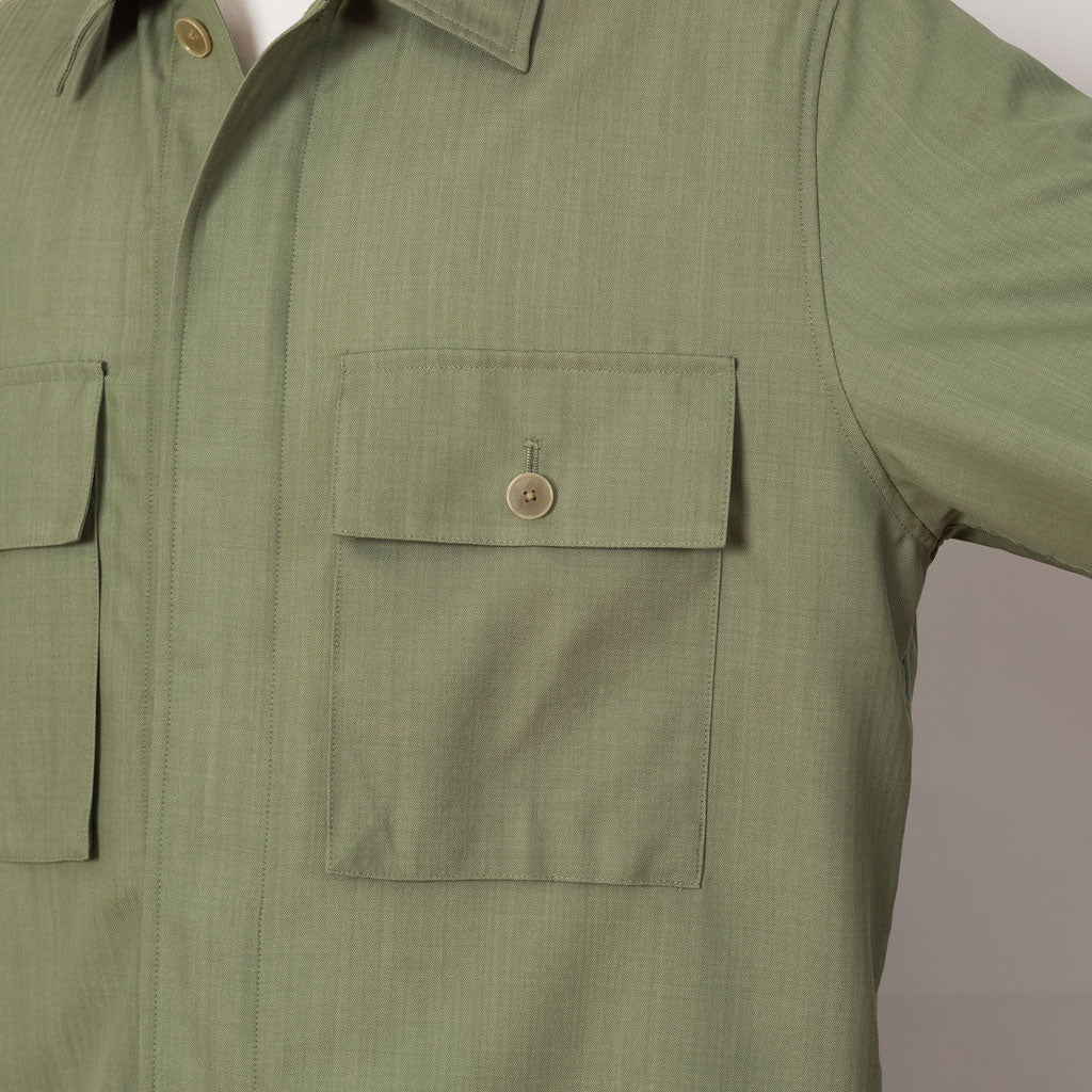 Herringbone Overshirt - Olive