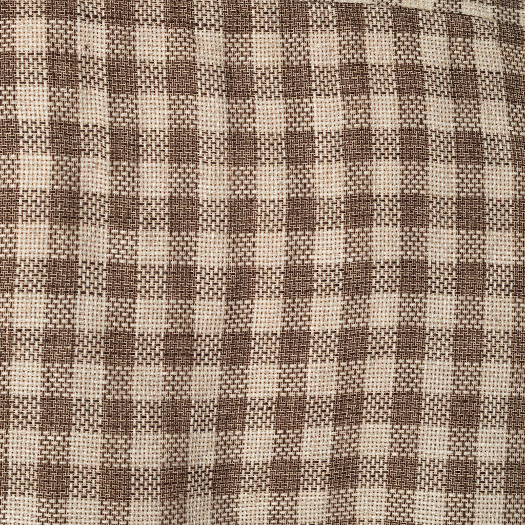 Open Collar Panama Plaid Linen - Brown