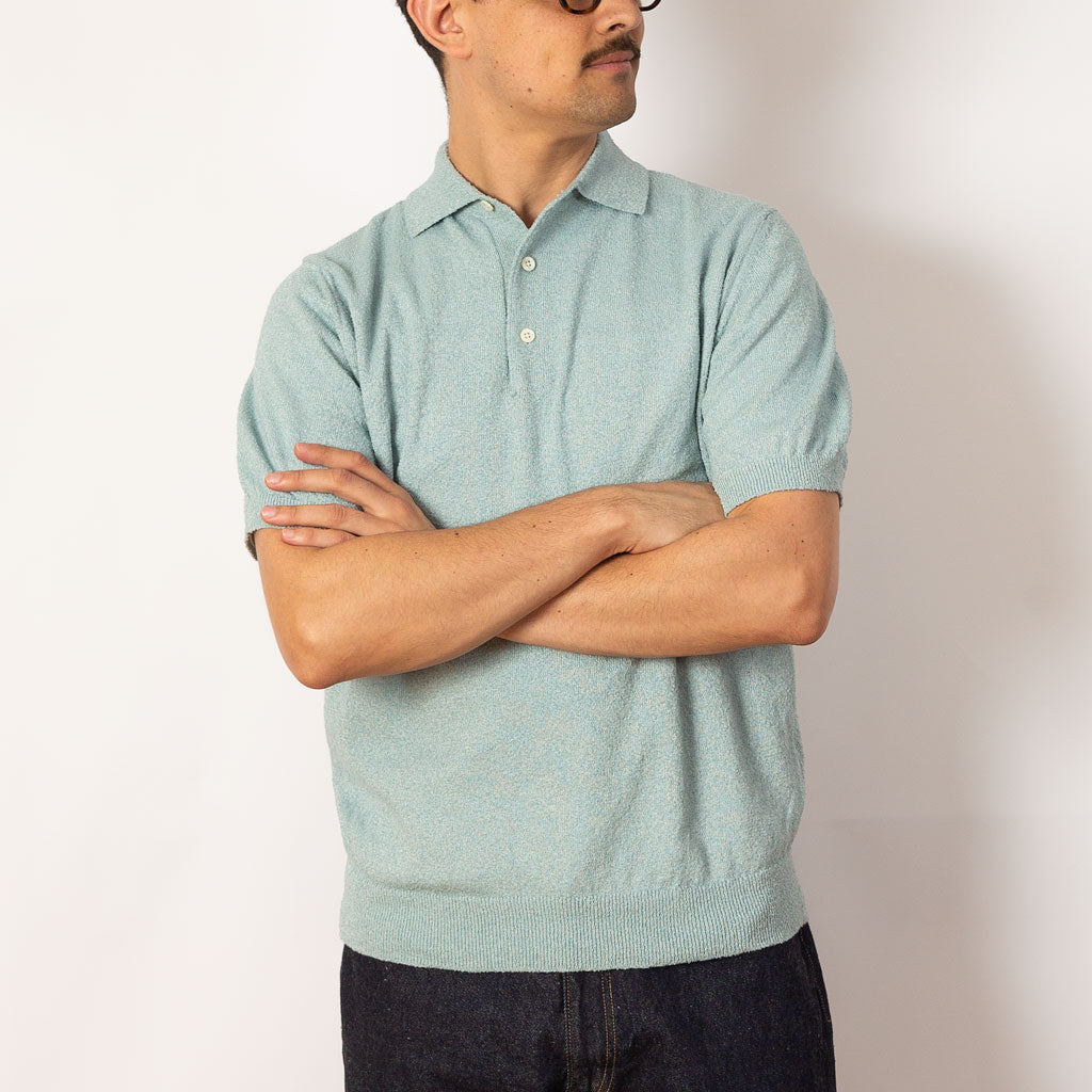 Knit Boucle Polo - Sax