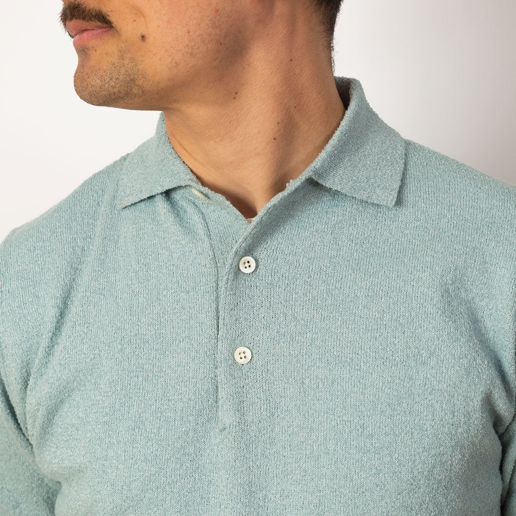 Knit Boucle Polo - Sax