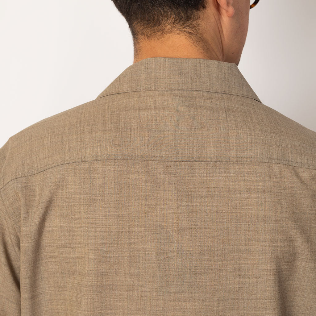 Tropical Wool Open Half Sleeved Shirt - Light Brown