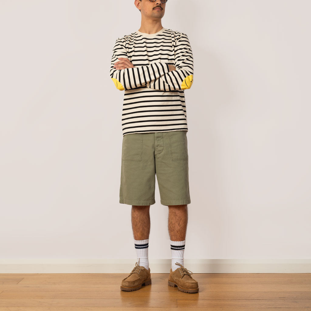 Stripe Smiley Tee - Black/Ecru