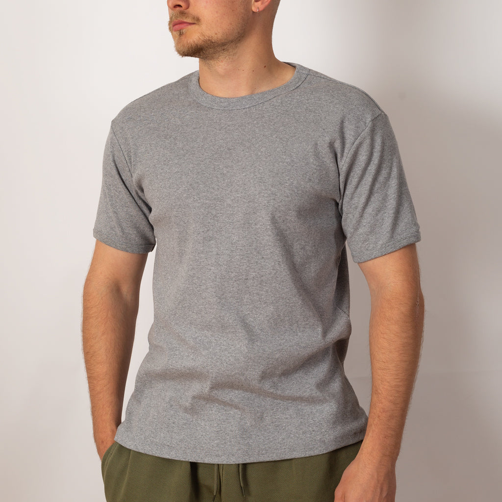 Heavyweight Rib Crew S/S - Heather Grey