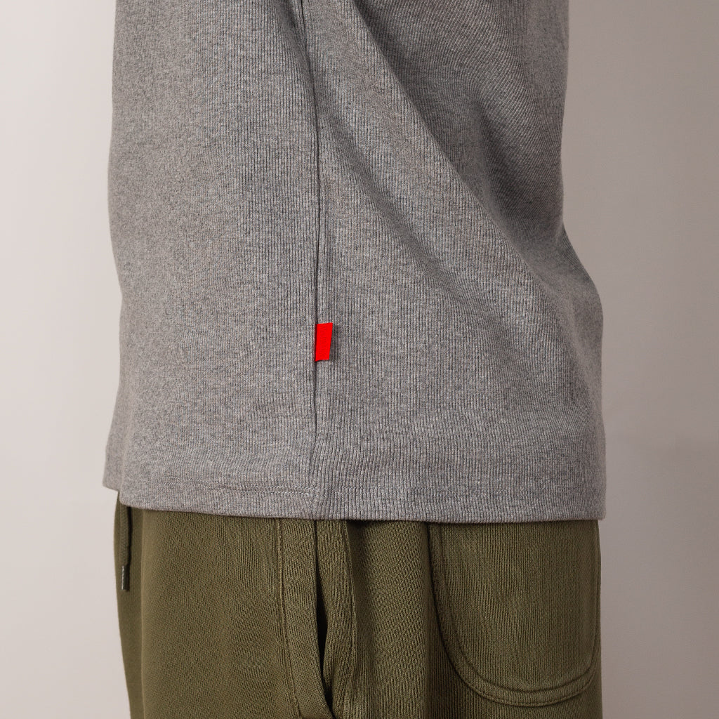 Heavyweight Rib Crew S/S - Heather Grey