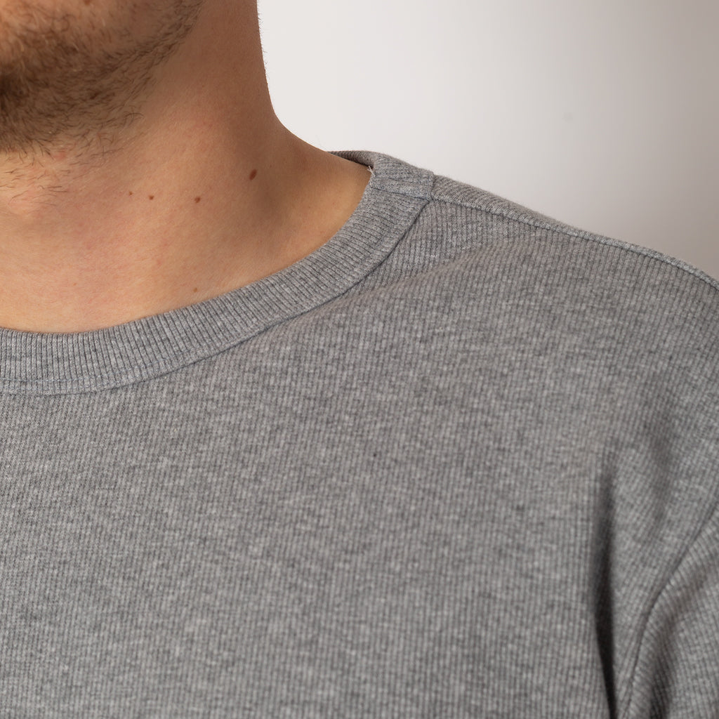 Heavyweight Rib Crew S/S - Heather Grey