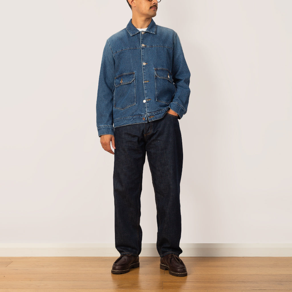 Full Button Denim Jacket - Rinsed Denim