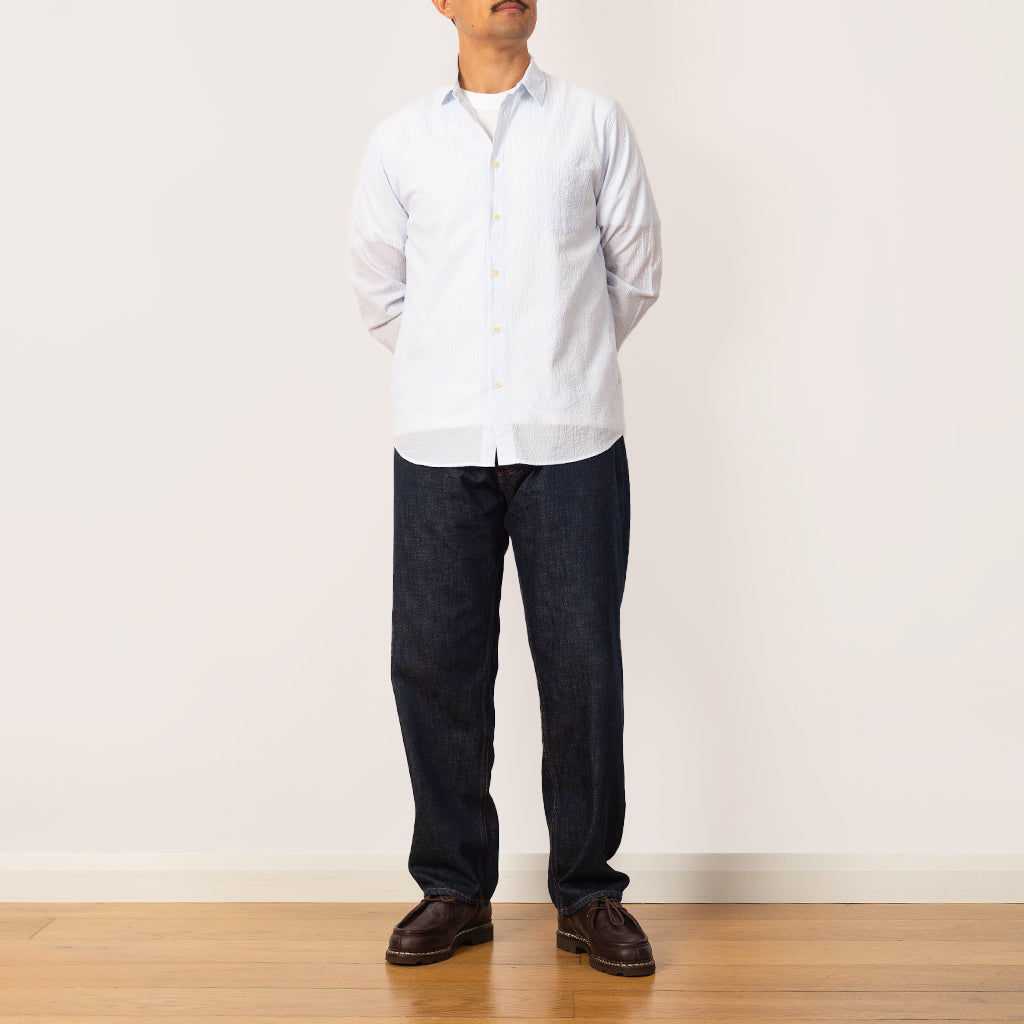 Relaxed Fit Shirt - Blue Micro Stripe