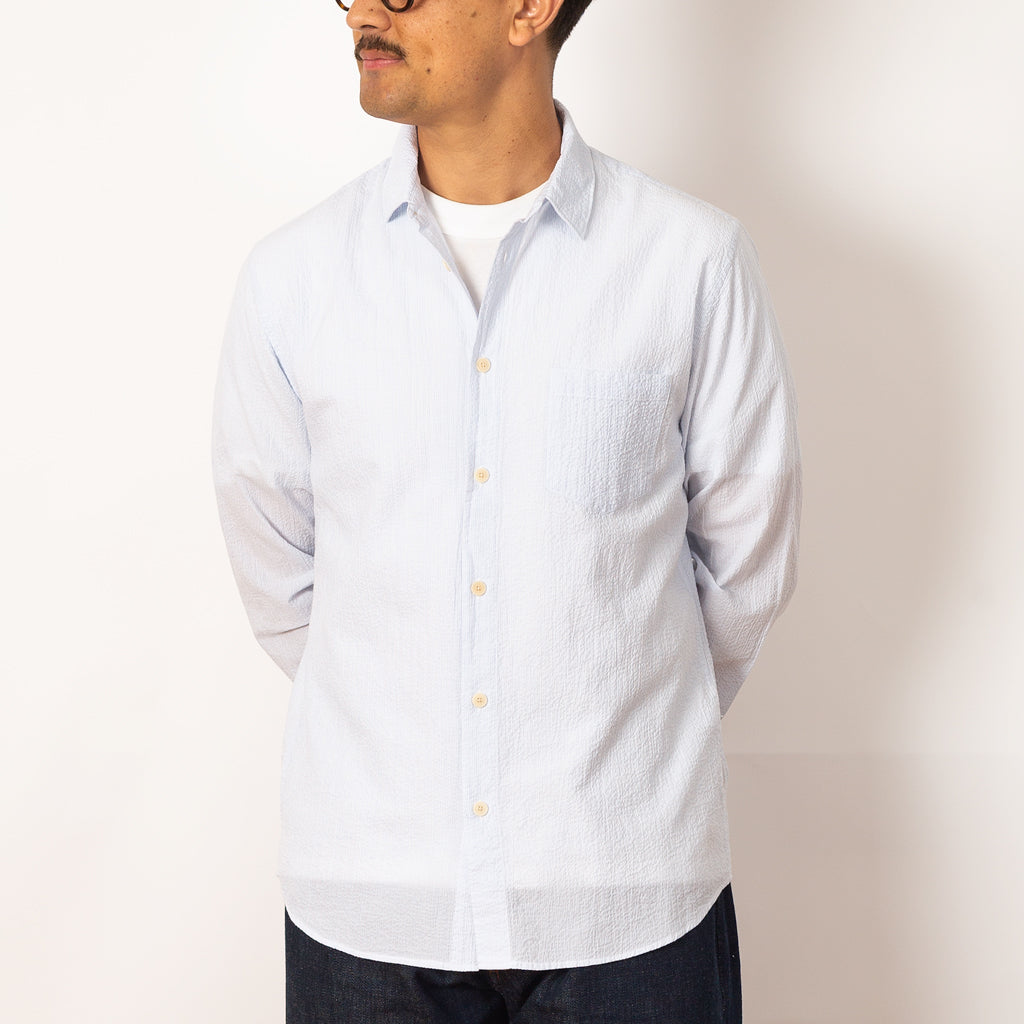 Relaxed Fit Shirt - Blue Micro Stripe