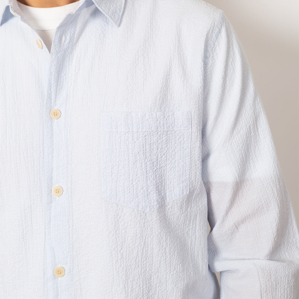 Relaxed Fit Shirt - Blue Micro Stripe